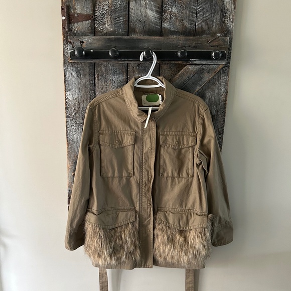 New w/Tags Anthropologie Utility Jacket Saskia Fur Pickets - Size Small - Picture 2 of 3